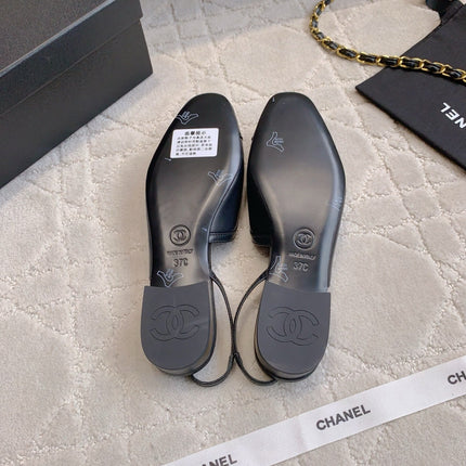 CHANEL 25S SLINGBACK IN BLACK FULL CALFSKIN GOLD HARDWARE