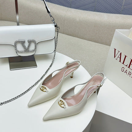 HIGH SLINGBACK 60MM IN WHITE CALFSKIN