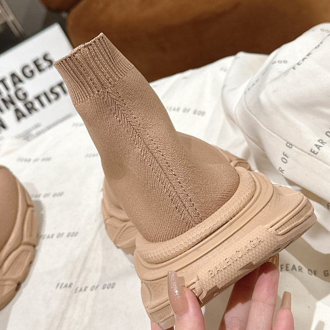 BALENCIAGA 25S SPEED TRAINER SNEAKERS 55 MM IN BEIGE KNIT