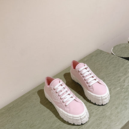 PRA DOUBLE WHEEL RE-NYLON GABARDINE SNEAKERS PASTEL PINK CALFSKIN