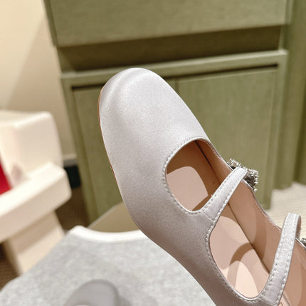 TRÈS VIVIER MARY JANE DOUBLE-STRAP IN SILVER SILK