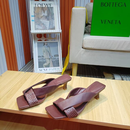 BOTTEGA VENETA 26S HEEL SANDALS 50 MM IN BURGUNDY BROWN LAMBSKIN