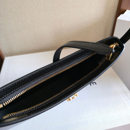 CELINE 25S TINA SHOULDER BAG 25MM IN BLACK CALFSKIN GOLD HARDWARE