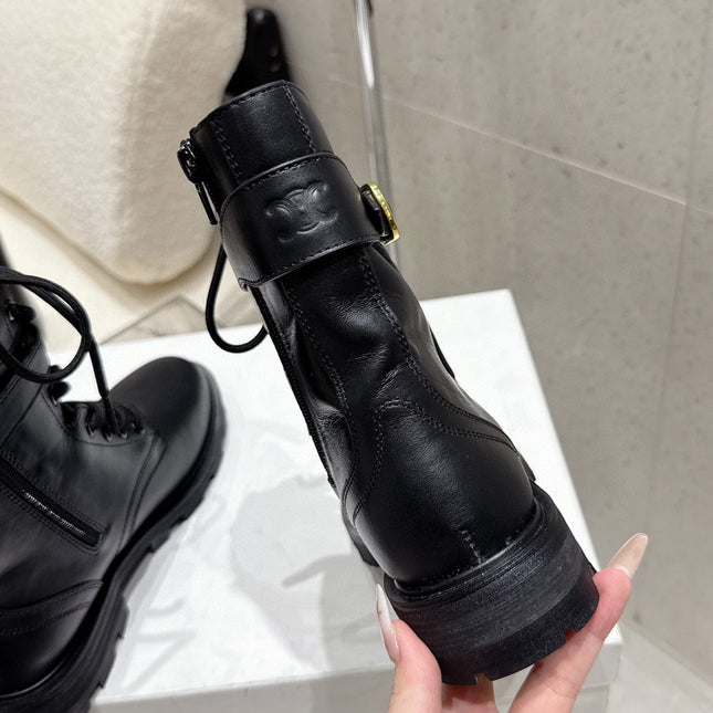 CELINE 26S MARTIN BOOTS IN BLACK CALFSKIN