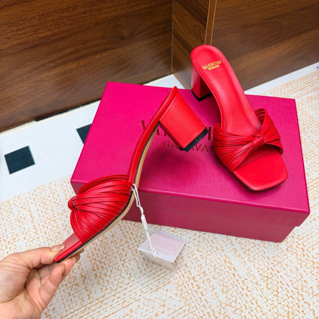 VALENTINO 26S BLOCK-HEEL SANDALS 65 MM IN RED CALFSKIN