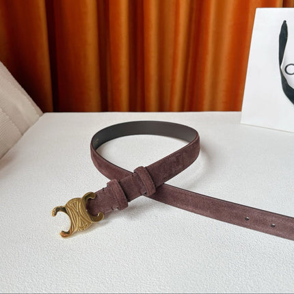 CELINE 26S BELT 25 MM IN CHOCOLATE SUEDE 666331