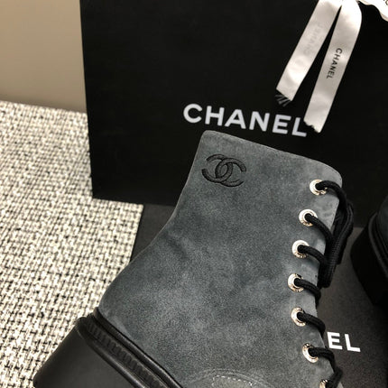 SHORT BOOTS SLATE GREY SUEDE LAMBSKIN