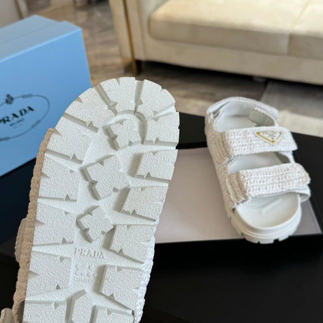 PRA CROCHET SANDALS WHITE CALFSKIN