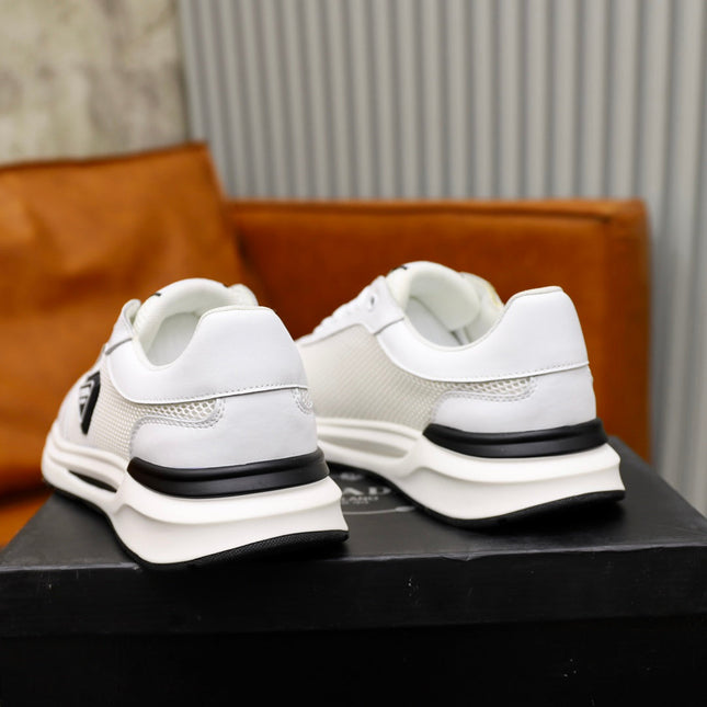 PRA SNEAKER IN WHITE CALFSKIN AND MESH FABRIC