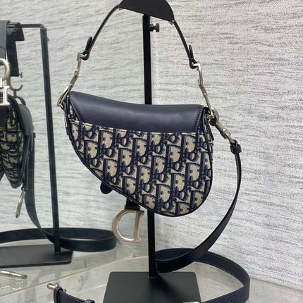 SADDLE 19 BAG WITH STRAP BLUE OBLIQUE JACQUARD