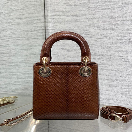 MINI 17 LADY BAG IN PEACAN BROWN METALLIC LAMBSKIN