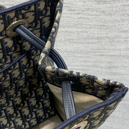 DIOR 26S LARGE PROMENADE SHOPPING BAG 37 IN BLUE DIOR OBLIQUE JACQUARD FABRIC