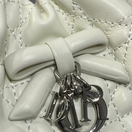 DIOR 26S ADIORABLE BUCKET BAG 20 IN WHITE LAMBSKIN