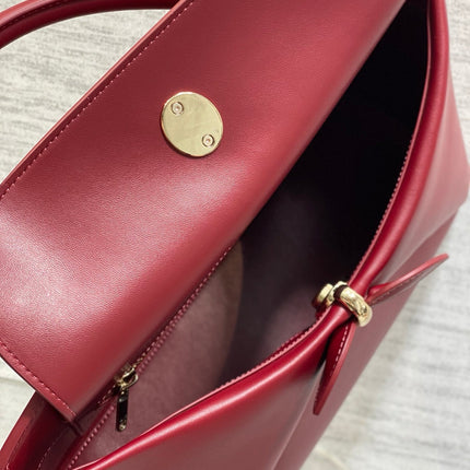 DIOR 26S LARGE CIGALE BAG 33 IN BURGUNDY RED SMOOTH CALFSKIN GOLD HARDWARE