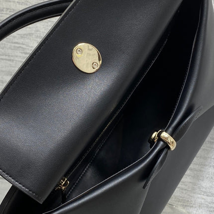 DIOR 26S LARGE CIGALE BAG 33 IN BLACK SMOOTH CALFSKIN GOLD HARDWARE