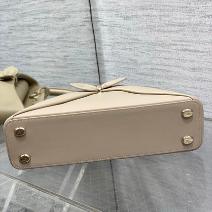 DIOR 26S CIGALE BAG 28 IN BEIGE TAUPE SMOOTH CALFSKIN GOLD HARDWARE