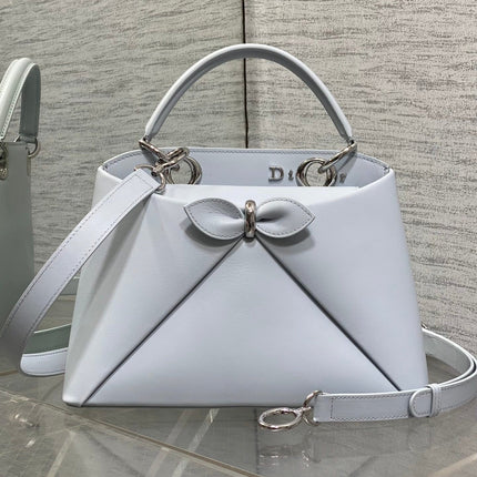 DIOR 26S CIGALE BAG 28 IN LIGHT SILVER GRAY SMOOTH CALFSKIN SILVER HARDWARE