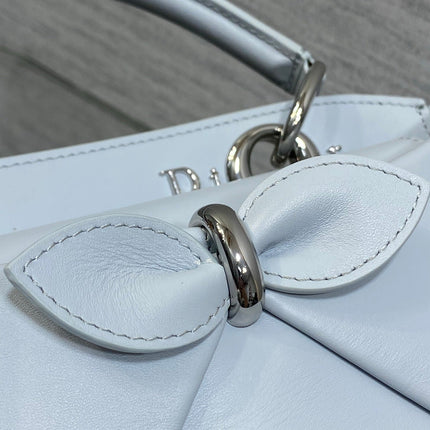 DIOR 26S CIGALE BAG 28 IN LIGHT SILVER GRAY SMOOTH CALFSKIN SILVER HARDWARE