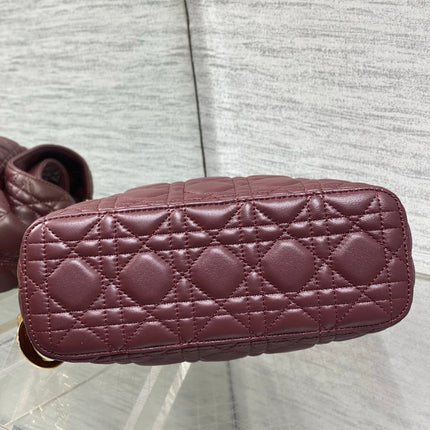 DIOR 26S SMALL DIOR TOUJOURS HOBO BAG 27 IN BURGUNDY RED CALFSKIN GOLD HARDWARE