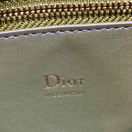 DIOR 26S LARGE CIGALE BAG 33 IN OLIVE GREEN SMOOTH CALFSKIN GOLD HARDWARE
