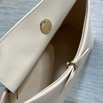 DIOR 26S LARGE CIGALE BAG 33 IN WHITE PINK SMOOTH CALFSKIN GOLD HARDWARE
