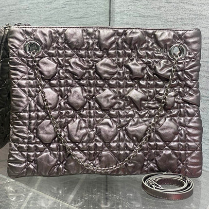 DIOR 26S LARGE MILLY-LA-FORET BAG 38 IN METALLIC ROSE GOLD PUFFY MACROCANNAGE CALFSKIN