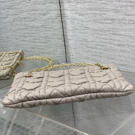 DIOR 26S MILLY-LA-FORET BAG 33 IN LIGHT BROWN PUFFY MACROCANNAGE CALFSKIN GOLD HARDWARE