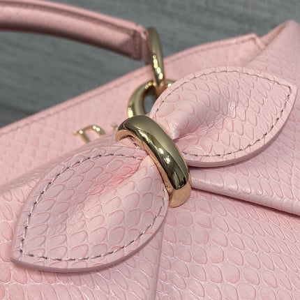DIOR 26S CIGALE BAG 28 IN LIGHT PINK CROCODILE-EMBOSSED CALFSKIN GOLD HARDWARE