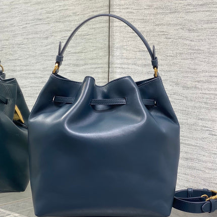DIOR 26S BUCKET BAG 27 IN NAVY BLUE CALFSKIN GOLD HARDWARE