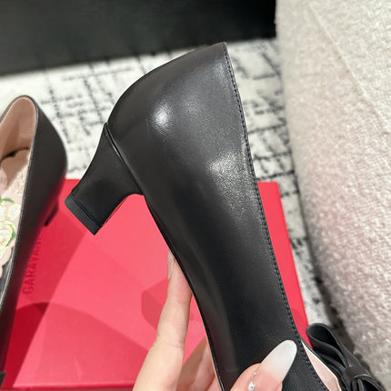 VLTN HIGH HEEL 25S 40 MM IN BLACK CALFSKIN WITH BOW