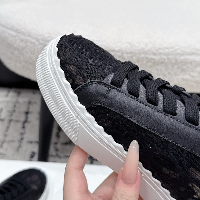 CHLOE 26S SNEAKERS IN BLACK LACE AND CALFSKIN