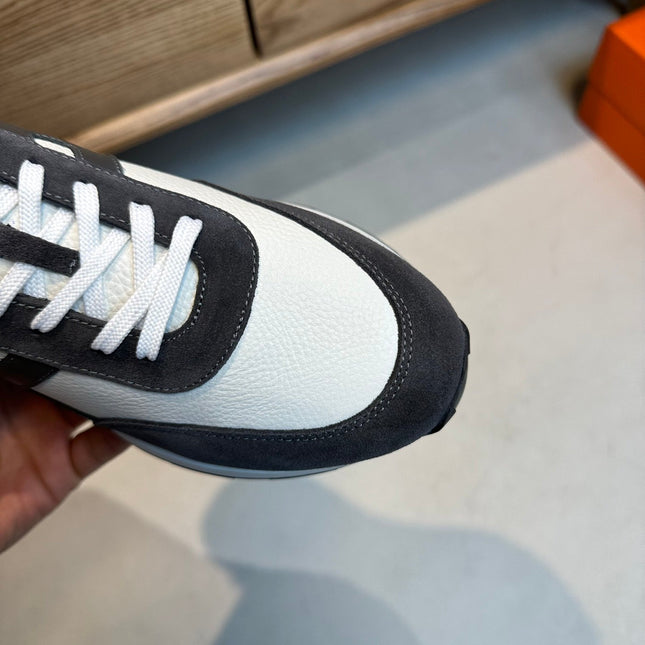 HM INTERACTIVE LACE-UP SNEAKER GRAY AND WHITE CALFSKIN