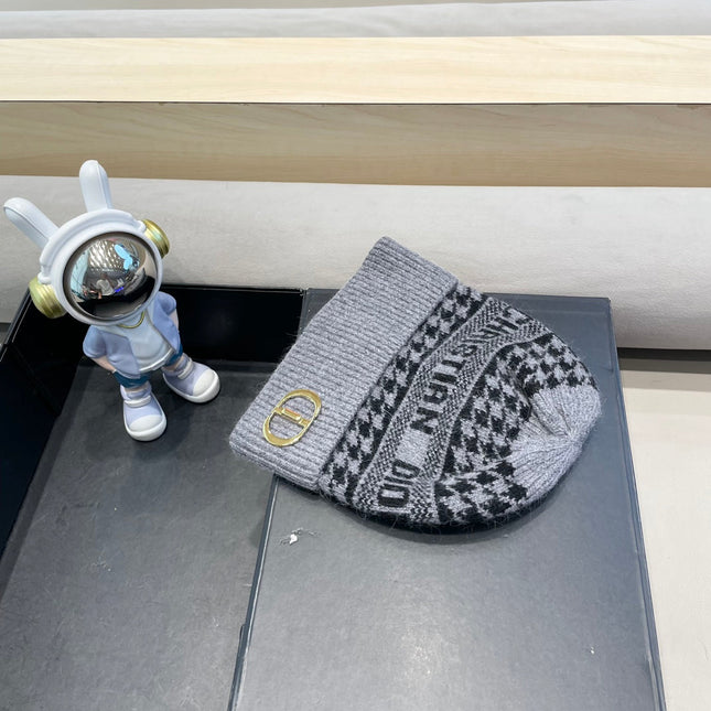 KNITTED BEANIE HAT IN GRAY CASHMERE WOOL 422482