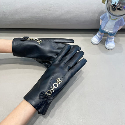 GLOVES WITH BOW IN BLACK LAMBSKIN 423411