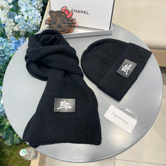 SET CLASSIC SCARF AND HAT IN BLACK RABBIT WOOL 434623