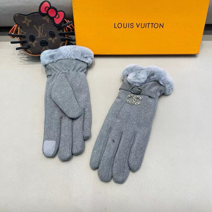 GLOVES IN SHARK GRAY WOOL WITH RABBIT FUR 458522