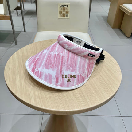 VISOR HAT MODEL 652203 IN PINK AND WHITE FABRIC