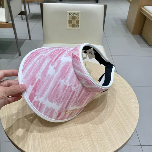 VISOR HAT MODEL 652203 IN PINK AND WHITE FABRIC