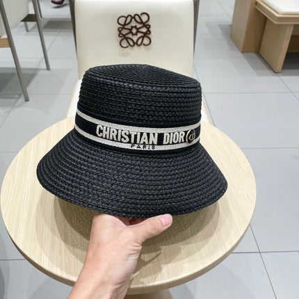 BUCKET HAT 57 CM IN BLACK RAFFIA 653741