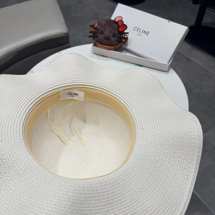 CELINE 26S STRAW WIDE BRIM HAT STYLE 75