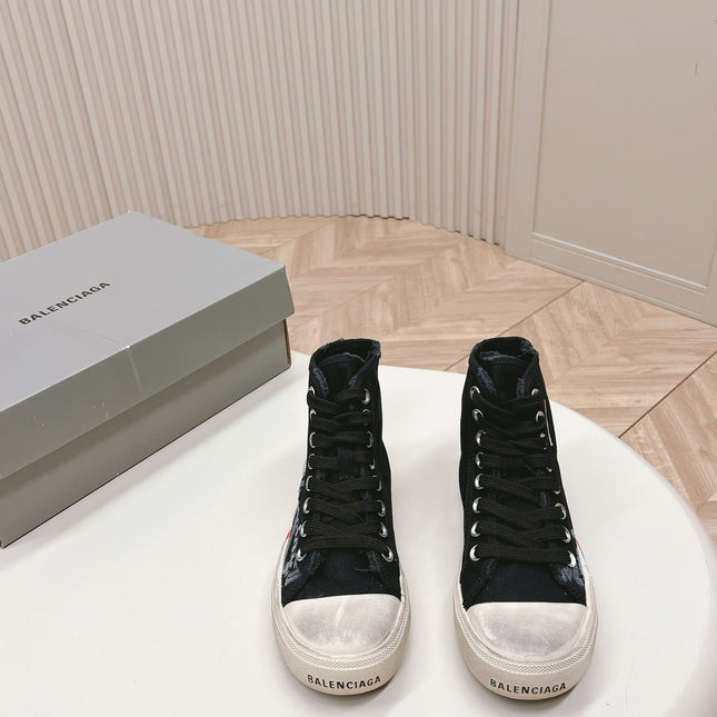 BLACK CANVAS HIGH-TOP SNEAKERS LOGO GRAFFITI