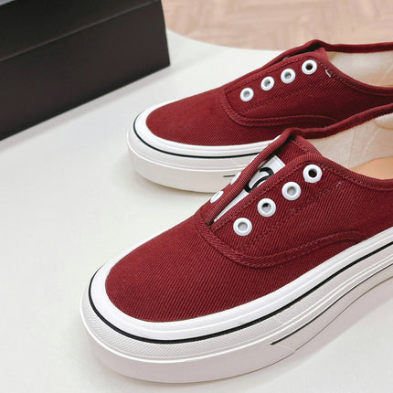 Double C Platform Biscuit Shoes Fabric Cherry Red