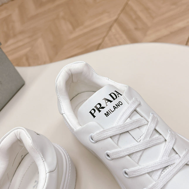 PRA LOGO OUTLET BASIC SNEAKERS WHITE CALFSKIN
