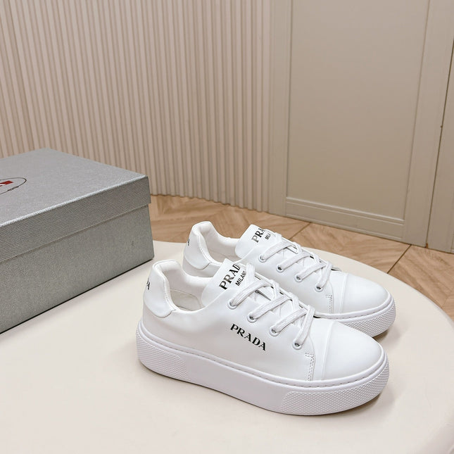 PRA LOGO OUTLET BASIC SNEAKERS WHITE CALFSKIN