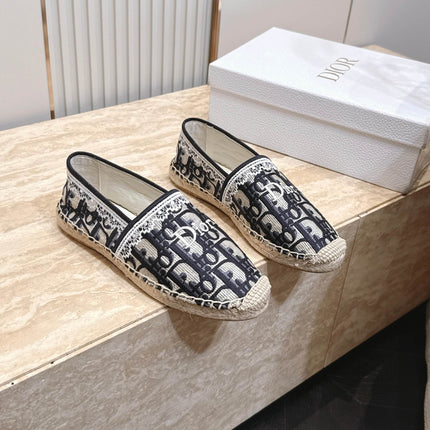 DIOR 26S SIROCO ESPADRILLE IN BLACK  AND WHITE DIOR OBLIQUE EMBROIDERED CANVAS