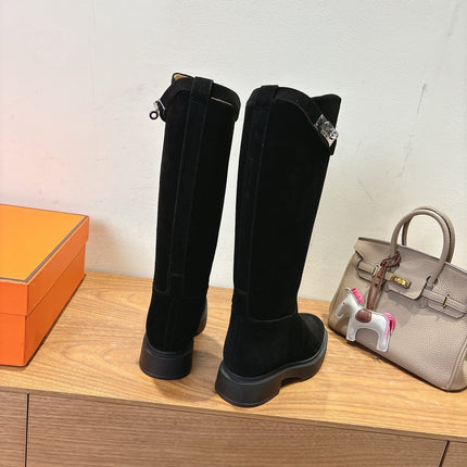 HM 26S HIGH KNEE BOOTS IN BLACK SUEDE