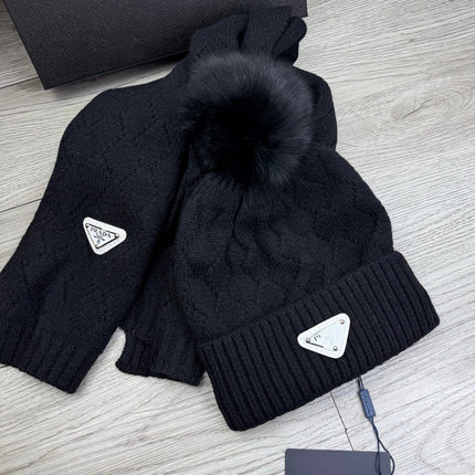 PRADA 26S SET SCARF AND BEANIE HAT 512804