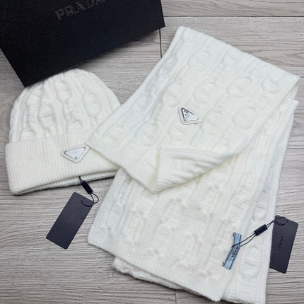 PRADA 26S SET SCARF AND BEANIE HAT 497422
