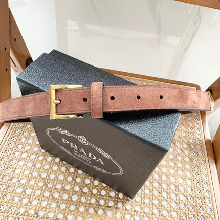 PRADA 25S BELT 25 MM IN BROWN SUEDE 542643