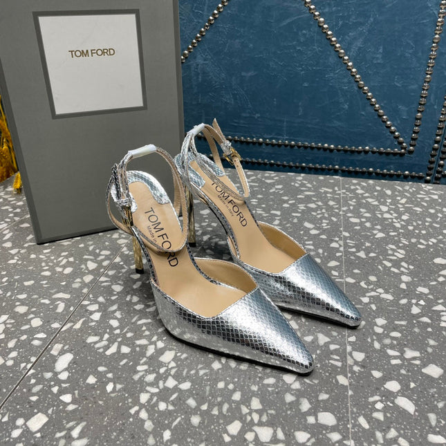 HIGH HEELS 10 CM IN SILVER SNAKE PATTERNED CALFSKIN